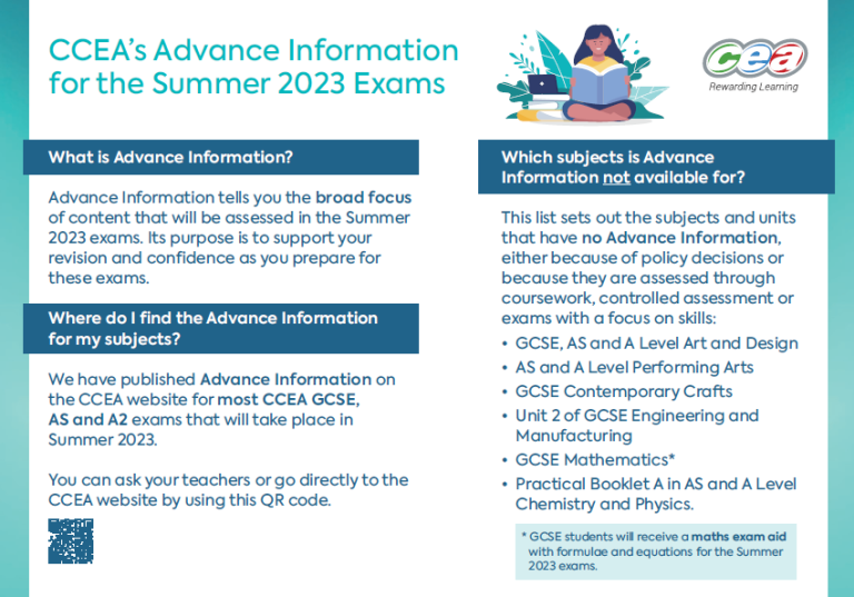 Advance Information from CCEA for GCSE and GCE Exams 2023 Ballyclare